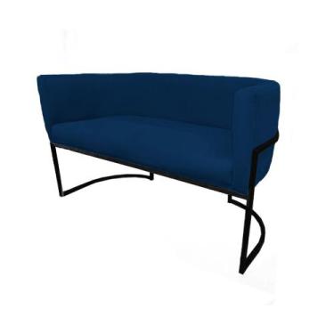 Imagem de Namoradeira Luana Base Metálica Preta Suede Azul Marinho - Vallisa Dec