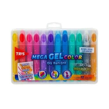 Imagem de Giz Gel Retrátil Tris Mega Color Perfumado 12 Cores Metálica