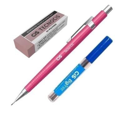 Imagem de Kit Lapiseira Tecnocis 0.5 Rosa+Grafite+Borracha Tecno Rosa