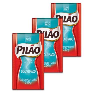Imagem de Café Pilão Torrado e Moído Descafeinado 3 Pacotes de 250g