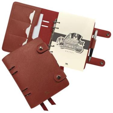 Imagem de Agenda Meu Pet 150-R Personalizada Raffai Couros, Vermelho