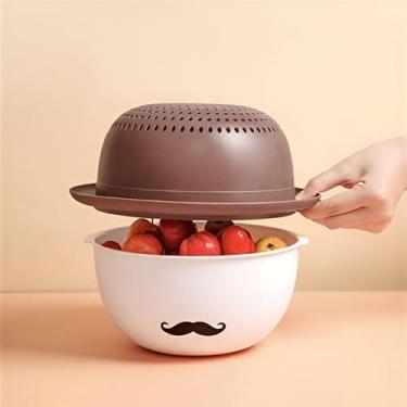Imagem de Kit Escorredor com Bacia Bigodinho Cavalheiro Mustache - Yaay, Marrom