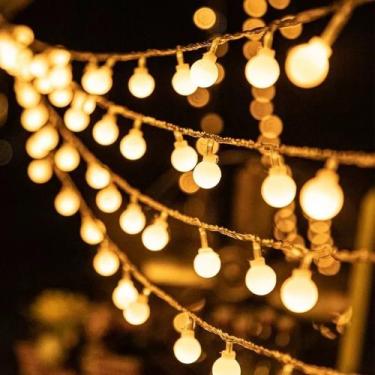 Imagem de Luminária Fio De Led Cordão Guirlanda 3M 20 Bolas Luz Amarelo Decoraçã