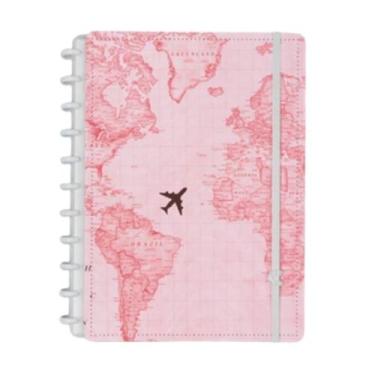 Imagem de Caderno Inteligente By Gocase Mapa Mundi Rosa Tamanho Grande