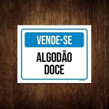 Imagem de Placa Sinalização - Vende-Se Algodão Doce Azul 36X46 - Sinalizo.Com
