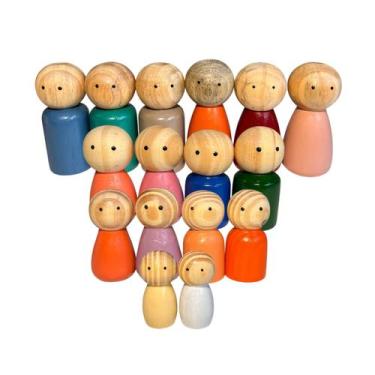 Imagem de Kit de 16 Grandes de Madeira - Sophie - Bonecos Constelação Familiar -