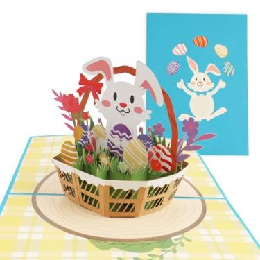 Imagem de hhdatc Cartão de saudação 3D Páscoa cesta coelho coelho, cartão de Páscoa para crianças religiosas