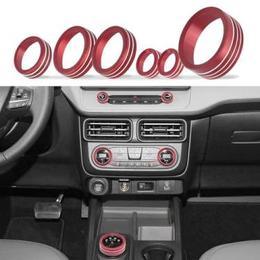 Imagem de Zekrom Acabamento da tampa do botão do interruptor do console central para acessórios interiores Ford Maverick 2022 2023 2024, ar-condicionado, volume, tampa do anel do botão do farol (vermelho)