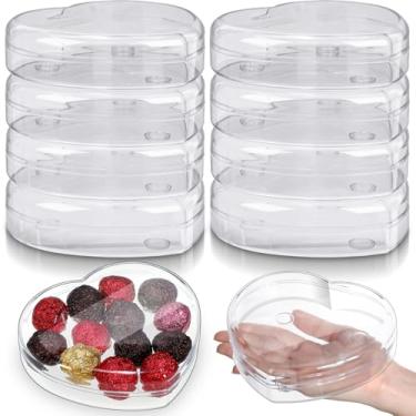 Imagem de LOYIM 8 peças de recipiente de plástico em forma de coração para o Dia das Mães, 15 cm L x 4 cm A, caixa de presente transparente com tampa, anel antiderrapante, pratos de sobremesa, bandeja de lanche