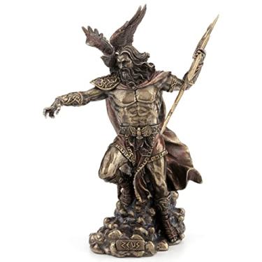 Imagem de Veronese Design Zeus Deus Grego Segurando Thunderbolt com Águia Resina Fundida Fria Escultura com Acabamento em Bronze Antigo