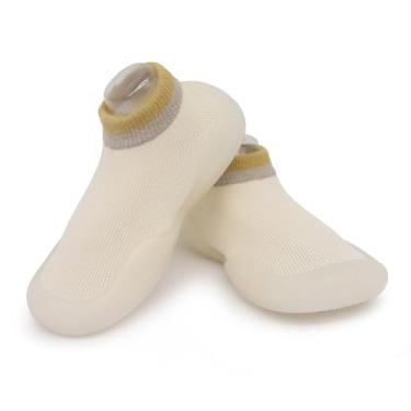 Imagem de icosylify Sapatos de primeira caminhada para bebês meninas e meninos, antiderrapante, sola macia, meias infantis, Cáqui - 2, 18-24 Months Toddler