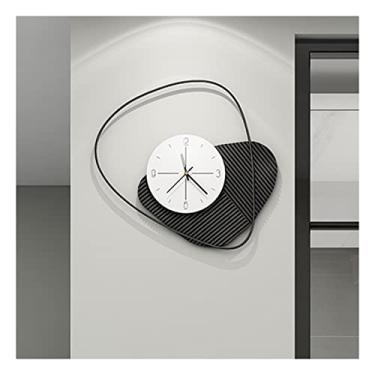 Imagem de Relógio de parede moderno preto e branco grande para interior silencioso operado por bateria relógio de parede decorativo, decoração de casa para sala de estar, quarto, cozinha, escritório, sala de