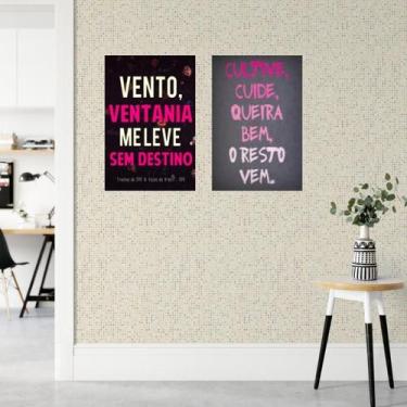 Imagem de Kit 2 Placas Decorativas Frases Aleatórias MDF 3mm 18x26 - Brothers Mi