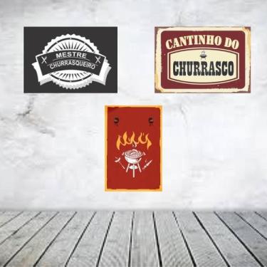 Imagem de Kit 3 Placas Decorativas Churrasco 03 MDF 3mm 18x26 - Brothers Mineiro