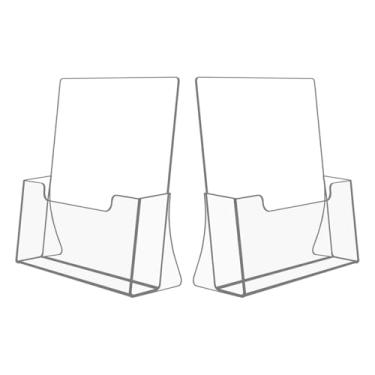 Imagem de NIUBEE Suporte de folheto de acrílico 21,5 x 28 cm Embalagem com 2 peças, porta-literatura acrílico transparente, suporte de exposição de folheto de plástico, organizador de bancada de acrílico para revistas, panfleto, folhetos, menu, diários