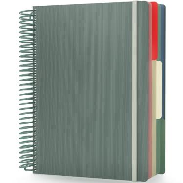 Imagem de EUSOAR Caderno de papel quadriculado em espiral, caderno A4 23,5 x 29,7 cm grande com 3 assuntos, caderno de composição de papel pautado com gráfico quadriculado, 240 páginas com bolso para estudantes de matemática, ciências e engenharia