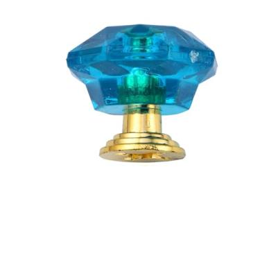 Imagem de Gaveta de cristal colorido, puxador de diamante, alça transparente, armário de porta, armário de gaveta, maçaneta de porta, alça de acrílico, alça de plástico, 12 peças (base dourada azul-verde)