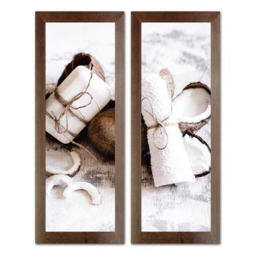 Imagem de Dupla de Quadros Decorativos Banheiro Social Floral Vaso Lavabo Toalet