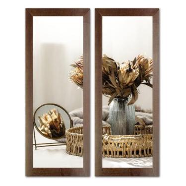Imagem de Dupla de Quadros Decorativos Banheiro Social Floral Vaso Lavabo Toalet