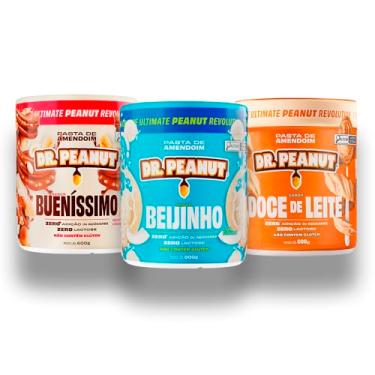 Imagem de Kit 3x Pasta De Amendoim Com Whey Protein 600g Cada - Dr Peanut (Bueníssimo/Beijinho/Doce de Leite)