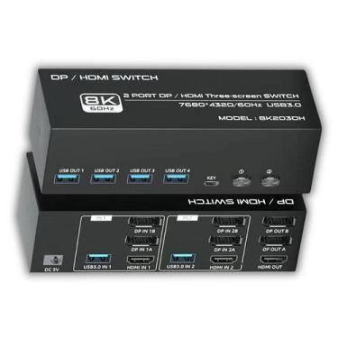 Imagem de KVM Switch 2 Portas Para 3 telas DisplayPort e HDMI - Penton