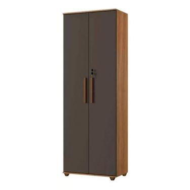 Imagem de Armário Multiuso Bahia 2 Porta Com Chave 4 Prateleira Interna Cinamomo Grafite