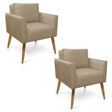 Imagem de Kit 2 Poltronas Aline Suede Pés Palito Castanho - D'rossi Cor Marrom R