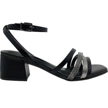 Imagem de Sandália Feminina Casual Dia a Dia Passeio Trabalho com Strass Salto Grosso Médio Conforto Ramarim 2430204