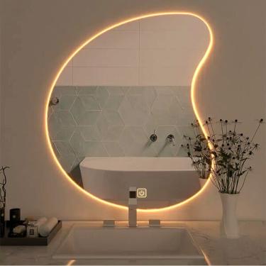 Imagem de Espelho Led Orgânico Com Luz Quente Iluminação Botão Touch Sc