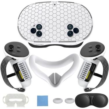 Imagem de MTomatoVR 7 in 1 Silicone Cover Set for Meta Quest 3S, VR Accessories with Controller Grips, Face Cover, Lens Protector (White, for Quest 3s)