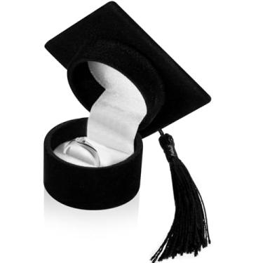 Imagem de Henoyso 1 caixa de anel de chapéu de formatura do ensino médio para joias caixa de presente de formatura suporte de anel de aula de ensino médio caixa de brinco criativo para festa de formatura de