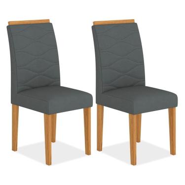 Imagem de Kit 2 Cadeiras Estofadas Everest Comfort Cinamomo/suede Cinza - M.a