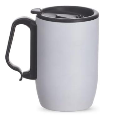 Imagem de Caneca Térmica em Aço Inoxidável 350ML Alça Mosquetão e Tampa Com Vedação Base EVA, Isolada à Vácuo Bebidas Quente ou Fria Caneca Café Chá (Branco)