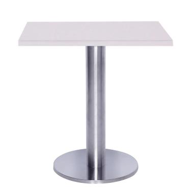 Imagem de Mesa Beta Big Inox 75 Cm (alt) Disco Redondo Tampo Mdp Quadrado 60 Cm (larg) X 2,50 Cm (alt) Branco