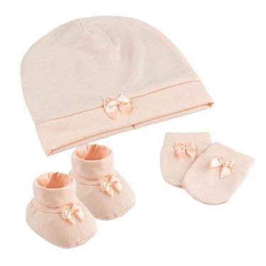 Imagem de Kit Maternidade Menina e Menino Touca, Luva e Sapatinho Malha 100 Algo