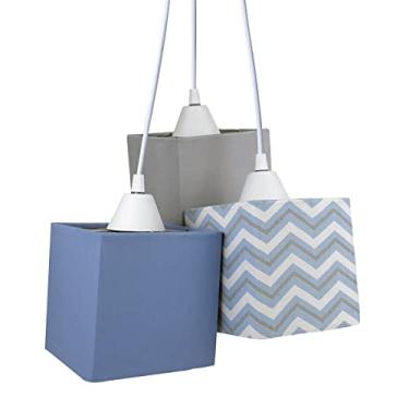 Imagem de Pendente 3 Quadradinhos Azul E Cinza