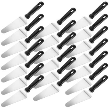 Imagem de Conjunto de espátulas para servidor de pizza, aço inoxidável, pacote com 20, cabo de plástico antiderrapante, para bolo, torta, sobremesas