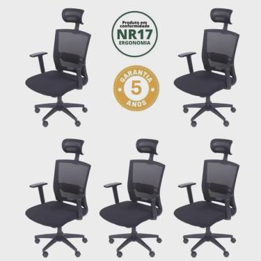 Imagem de Kit 5 Cadeiras Para Escritorio Presidente Nr17 Office 3317