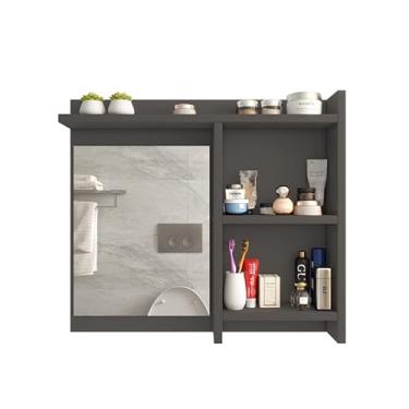 Imagem de Espelheira de Banheiro Organizador Armarinho com Prateleiras Nicho(CINZA)