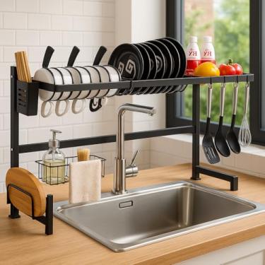 Imagem de Escorredor de Louça Inox Suspenso Premium 65cm – Organizador de Pia em Aço Inox | Grande Capacidade, Antiferrugem e Fácil de Montar