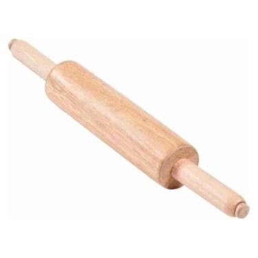 Imagem de Rolo de Massa de Madeira com Cabo Giratório, Ideal para Abrir Massas, Pizzas, Pastéis e Salgados