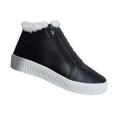 Imagem de Tênis Botinha Feminino Inverno Forrada Pelos Frio lã Peluciada