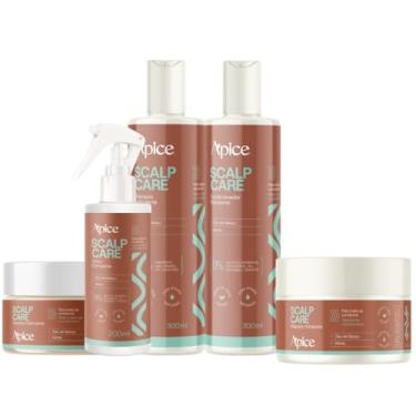 Imagem de Kit Scalp Care Apice Apse 5 Produtos Tratamento Estimulante Capilar Vegano Menta Linha Completa
