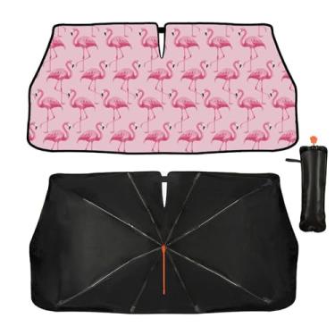 Imagem de Guarda-sol de para-brisa para carro flamingo janela frontal guarda-sol refletor UV guarda-chuva proteção solar pára-brisa automotivo capa de para-sol mantém o veículo fresco