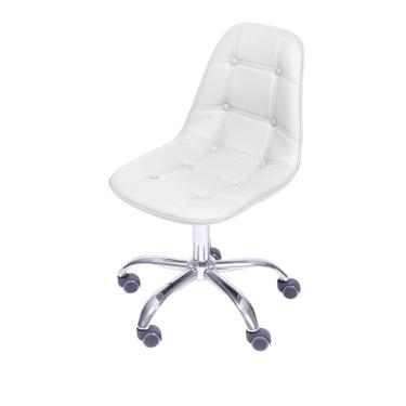 Imagem de Cadeira Giratória Eames Botonê Assento pu Branca Base Rodizio Cromada