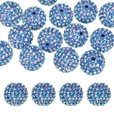 Imagem de PATIKIL Contas de strass de resina de 20 mm para caneta com contas, pacote com 20 bolas de discoteca brilhantes em pedaços redondos de chiclete para chaveiro com miçangas, fabricação de joias DIY