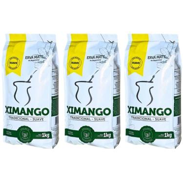 Imagem de Kit 3 Pacotes de Erva Mate de Chimarrão Ximango 1kg Tradicional Suave com Açúcar