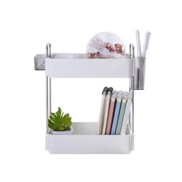 Imagem de ONEFOLL Prateleira de armazenamento de mesa de escritório, estilo minimalista, papelaria, caderno, fita, lápis, canetas e outros itens pequenos
