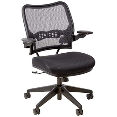 Imagem de SPACE Seating Costas Deluxe AirGrid com assento de malha, inclinação Synchro 2-1, braços cantilever e cadeira de gerentes de base de nylon, preta