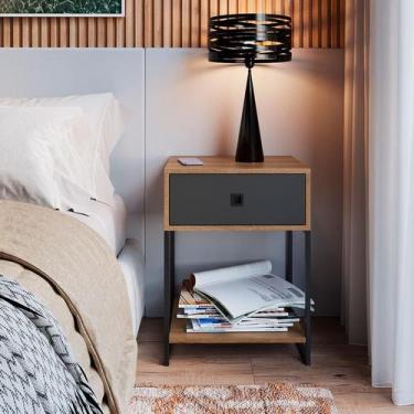 Imagem de Mesa de Cabeceira Paricel 1 GV Mel e Grafite - Modern